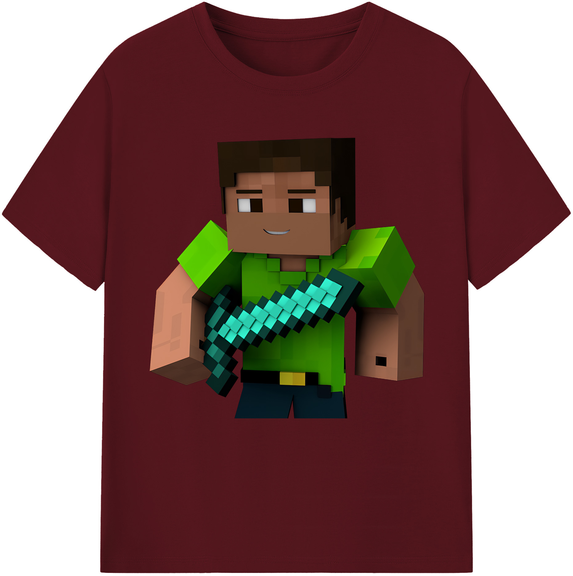 （画像用） マインクラフト ブロックの世界 Minecraft MC Block world 綿100％半袖Tシャツ（フロントプリント）